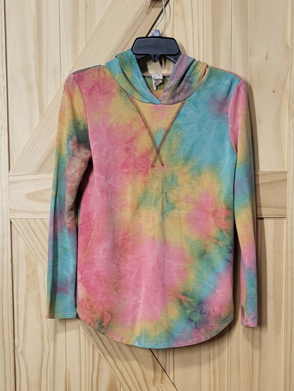 7th Ray Sherbert Tie-Dye Long Sleeved Hooded T Shirt Womens Size Small